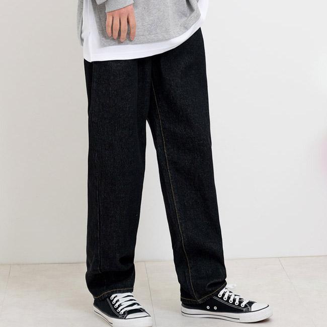 Jeans for Men Baggy Fit Elastic Waist Wide Denim Pants Korea Fashion