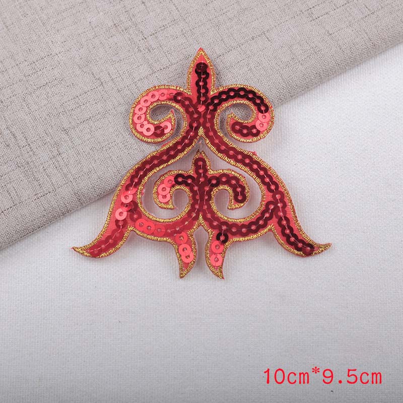 Diy Clothes Accessories Designer Sequined Patch Triangle Pattern Sequin Embroidery Iron-on Applique Sticker Ethnic Costume Patch