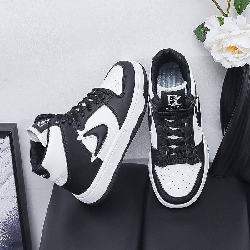 8 burgundy high-top board shoes for women's autumn and winter new thick-soled casual microfiber leather versatile sports shoes