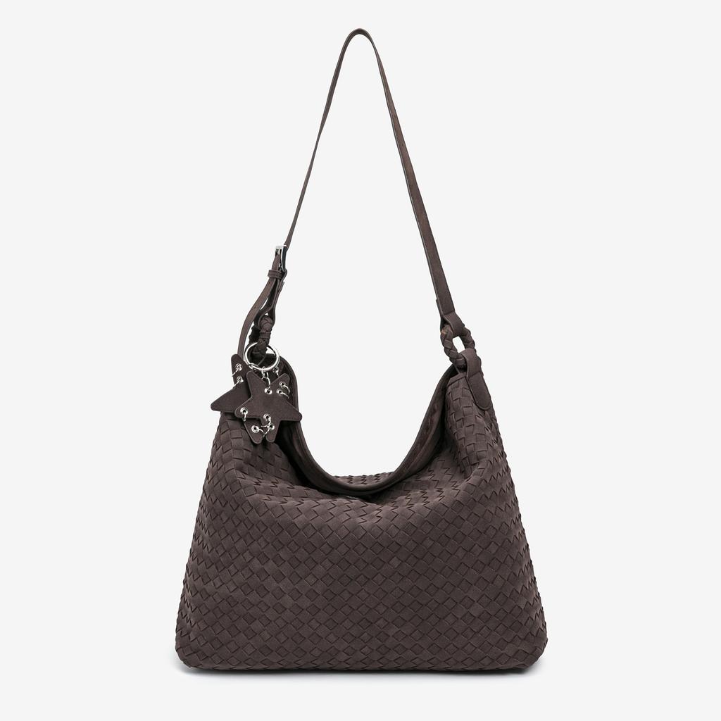 Autumn and winter suede woven bag 2025 new niche design simple commuter versatile shoulder bag large capacity handbag