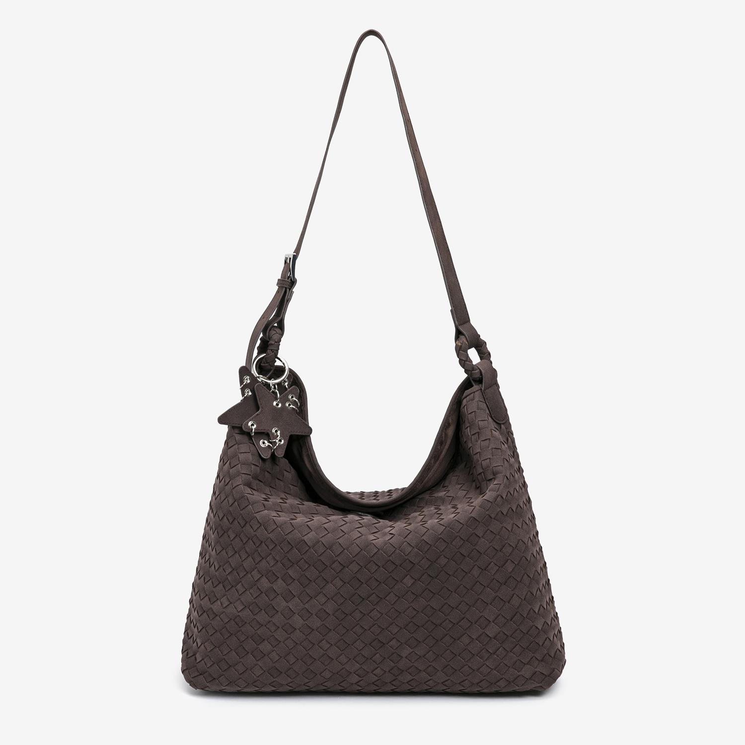 Autumn and winter suede woven bag 2025 new niche design simple commuter versatile shoulder bag large capacity handbag Small шоколадный