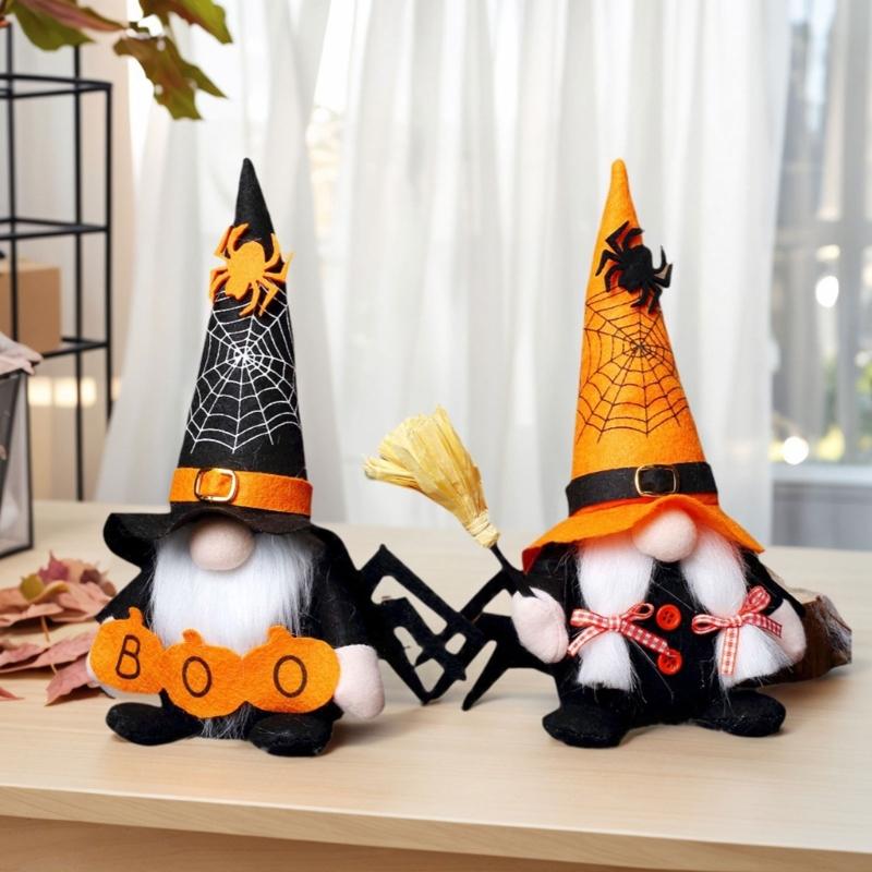 Halloween Gnomes Handmade Scandinavian Swedish Tomte Doll Table Decorations,Plush Elf Dwarf Table Ornament for Kitchen