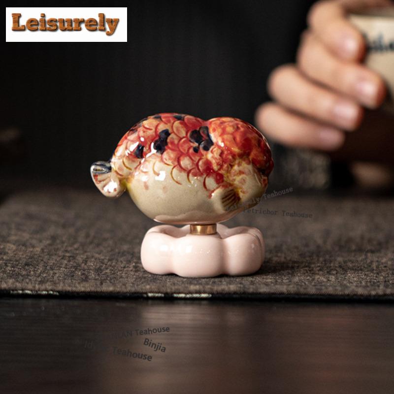 Koi Fish Rotating Tea Pet Boutique Lucky Model Tea Figurine Play Toys Tea Statue Ornaments Can Be Raised Supplies Decoration
