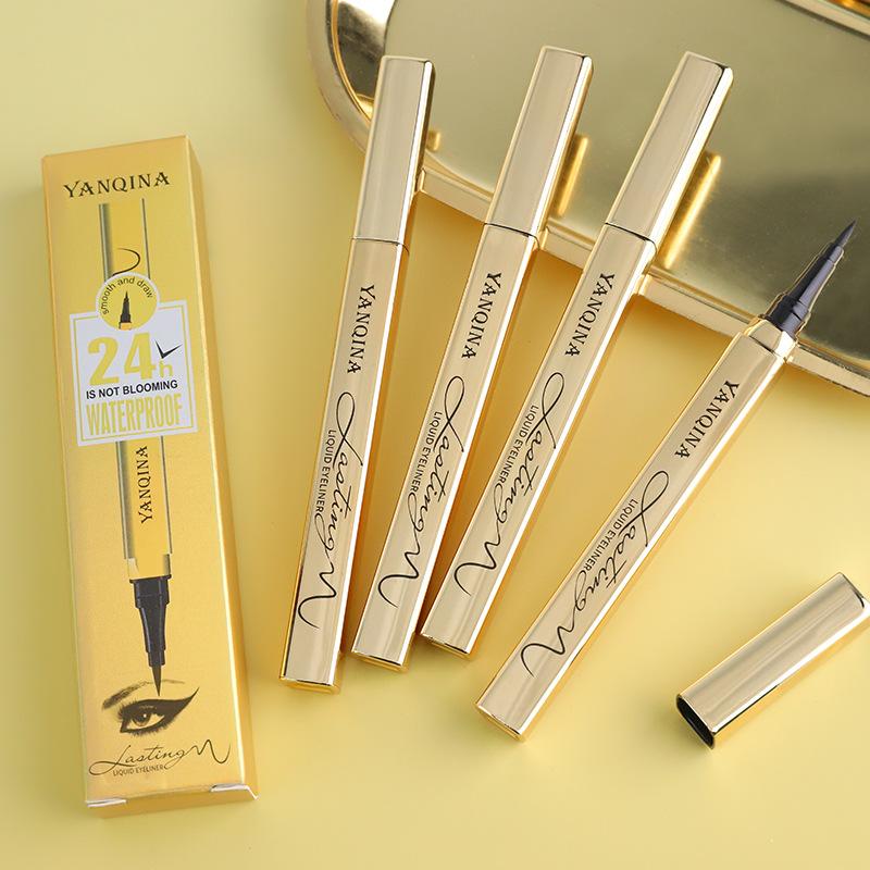 Gold Tube Eyeliner, Waterproof And Quick-Drying, Cool Black, Non-Smudging And Non-Makeup-Taking, Eyeliner Pen, Makeup, Cosmetics.