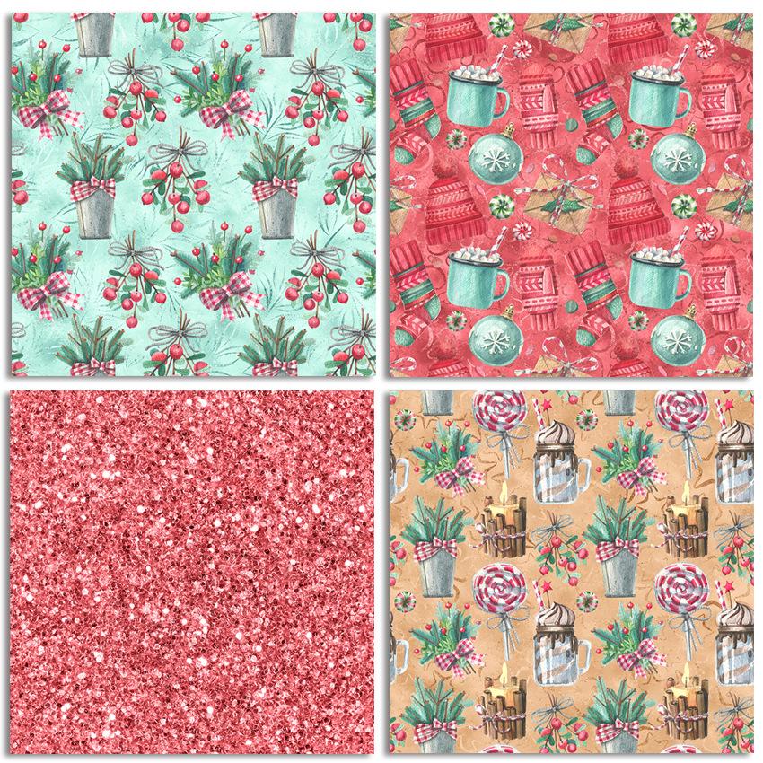 24 listů Vánoční řemeslné papírové podložky Vyřezávací raznice Art Background Origami Scrapbooking Card Making