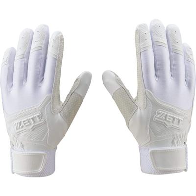 ZETT Luvas de Silicone Branco Tamanho M para Rebater Baseball High School Baseball Rules, de Mão, Conformidade, Palma, (1100), (BG519HS)