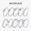 MODIAN Fashion 100% 925 Silver Tourmaline Finger Rings Classic Clear CZ Wedding Jewelry For Women Engagement Fine Gift