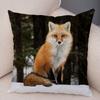 Cute Wild Fox Print Pillowcase Decorative  Animal  Polyester Cushion Cover for Sofa Home Car