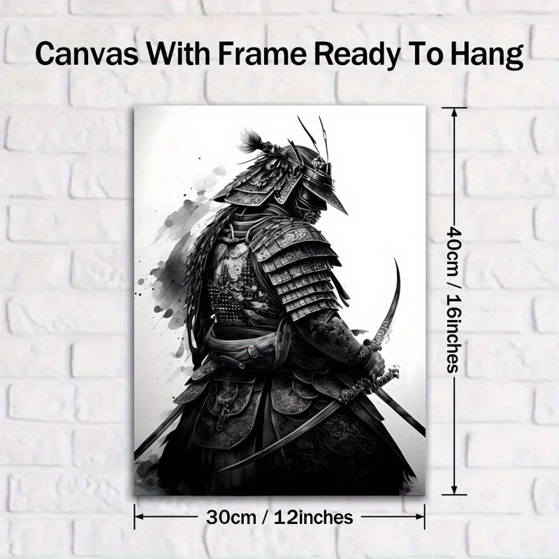 Framed Art Canvas Poster Japanese Samurai Sword Dagger Painting Wall Decoration Home and Dormitory Decoration with Frame