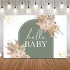 Boho Baby Shower Backdrop Pampas Grass Background for Baby Shower Theme Decoration Hello Baby Floral Boho Party Supplies