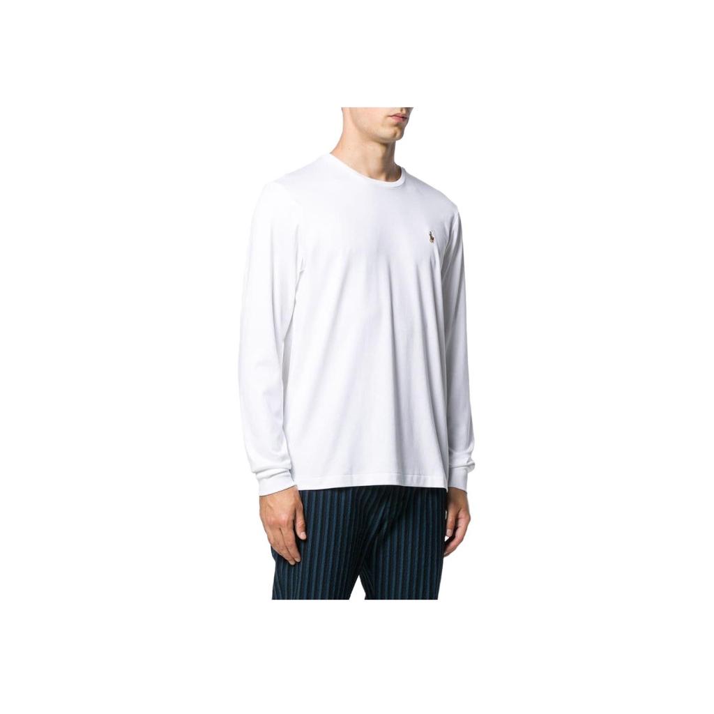 Polo Ralph Lauren SS23 T-shirt da uomo a maniche lunghe girocollo con logo ricamato tinta unita Top Bianco 710760121-002