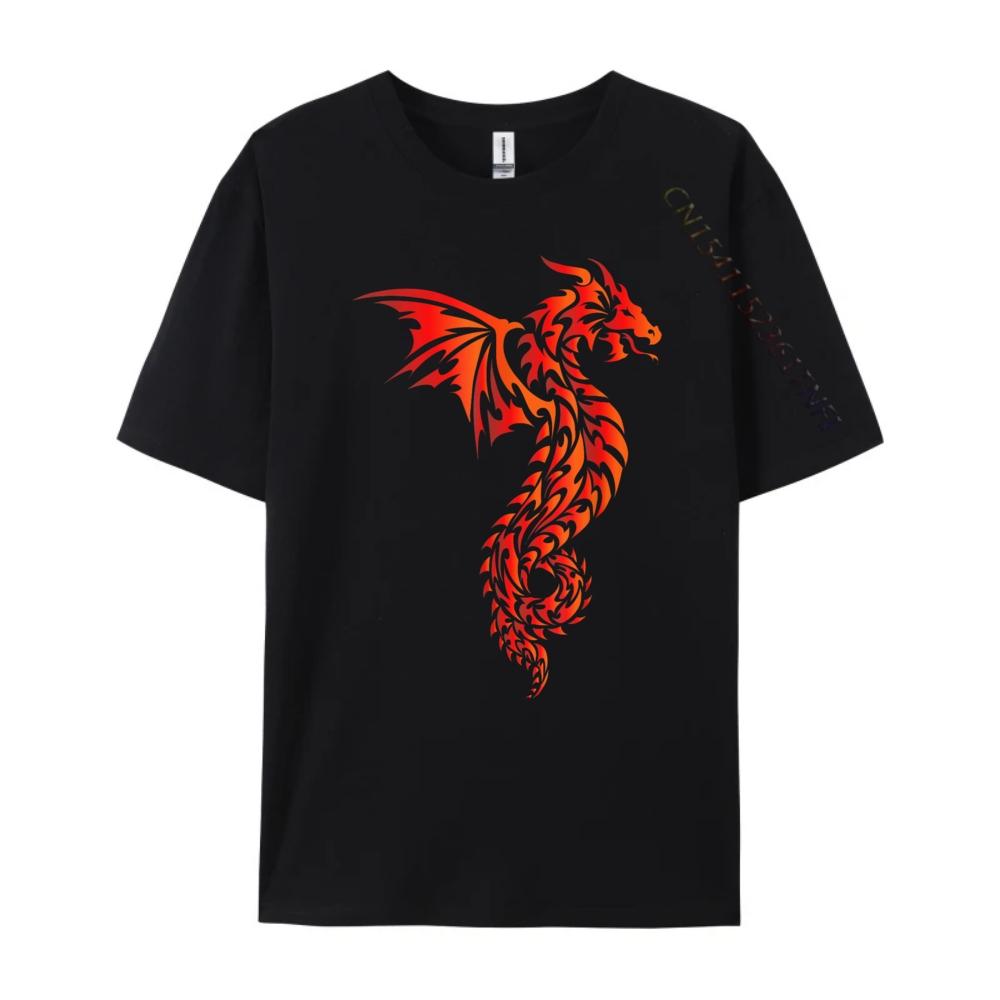Dragon Tribal Mythical Legendary Creature Folklore Blue And White Graphic T Shirts Men's Clothing Funny