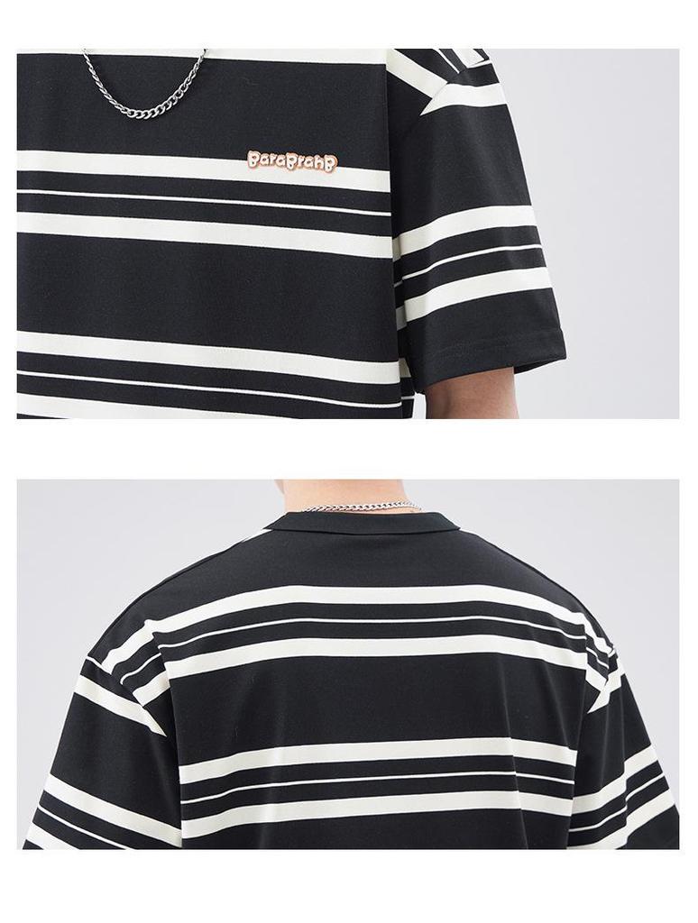 Anyang Men's Striped Crew Neck Summer T-Shirt - Casual, Loose Fit, Short Sleeve