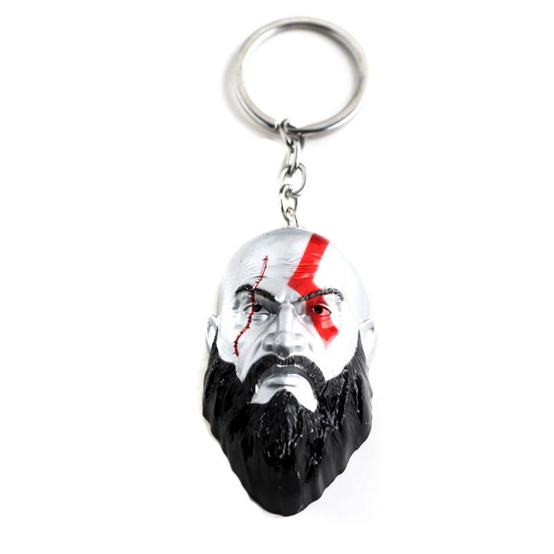 Von Gott Krieg 4 Kratos 3D Kopf Schlüsselanhänger Leviathan Axt Schlüsselanhänger Ring Metall Schmuck