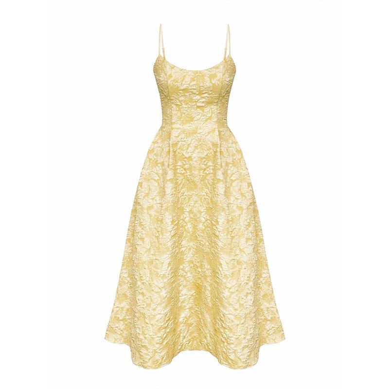 Elegantes Jacquard-Langarmkleid mit offenem Rücken und Trägern - Sommer 2026 Kollektion