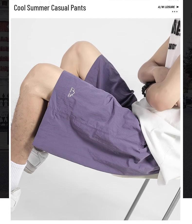 Men's Summer Trendy Ice Silk Embroidered Casual Shorts