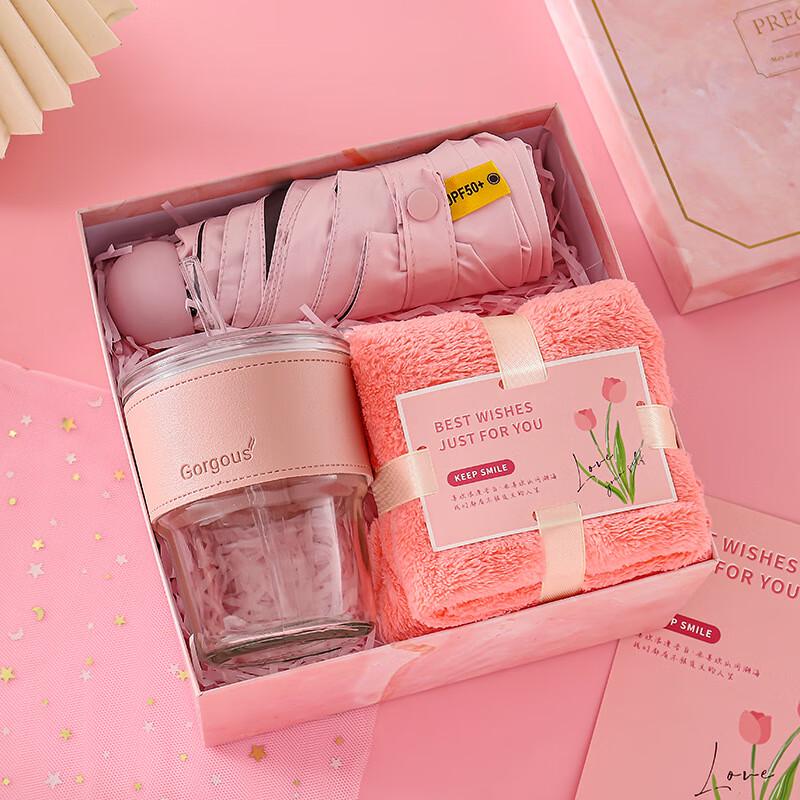 Sakura Pink Bamboo Cup, Umbrella, and Towel Gift Set