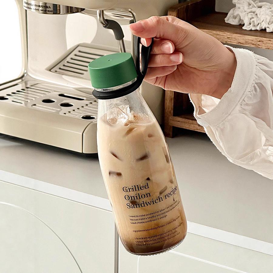 Portable Coffee Cup Glass Coffee Cup Transparent Glass Cups Reusable Milk Cup Latte Coffee Cup Beverage Cup for Milk, Coffee