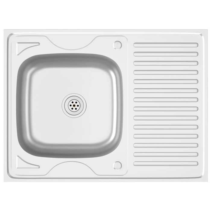 VidaXL Jeu d'Evier de Cuisine et Egouttoir Evier Encastré Lavabo de Cuisine Maison Intérieur Argenté 800x600x155 mm Acier 147233