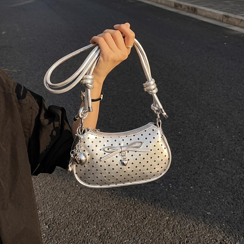 Women's Crossbody Bag, Comes with a Pendant. Crescent-shaped Shoulder Bag, Suitable for Daily Wear, Shopping, and Dates, Sweet and Cool Style.
