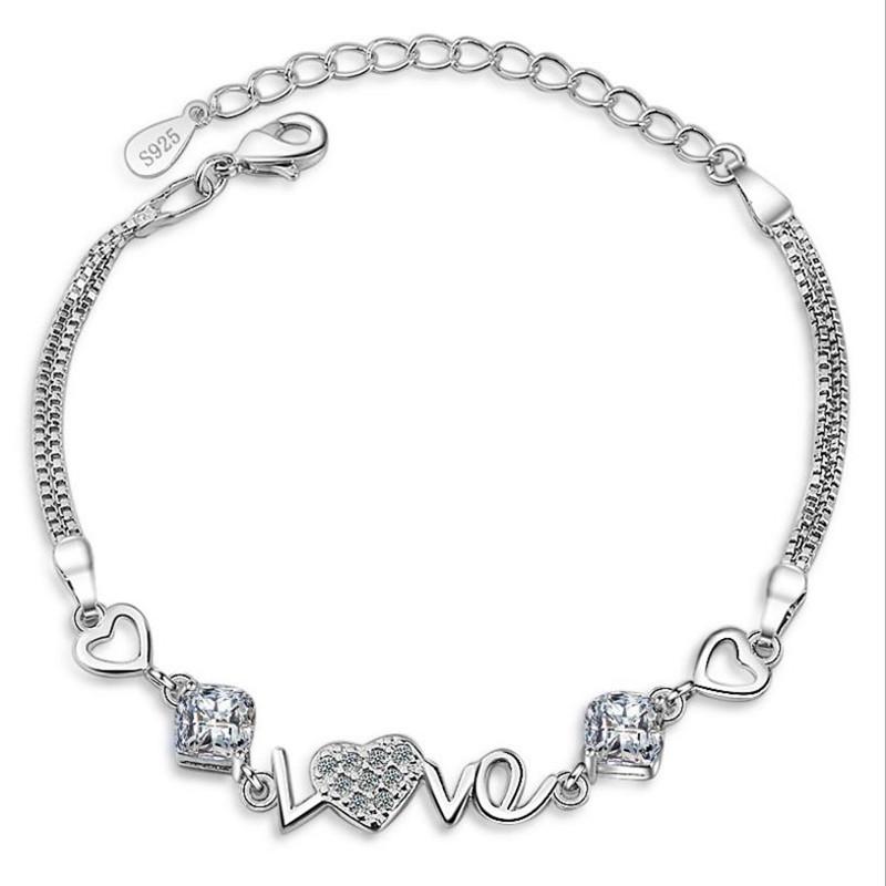 

Очаровательные женские браслеты с кристаллами и сердечками, ювелирные изделия, наивысшее качество, серебро 925 пробы, ножные браслеты для девочек для женщин, женский подарок для любителей Рождества Resizabl