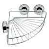 Stainless Steel Shower Shelf Silver Triangle Shape Storage Rack Wall Mounted Vacuum Suction Cup Bathroom Shelf