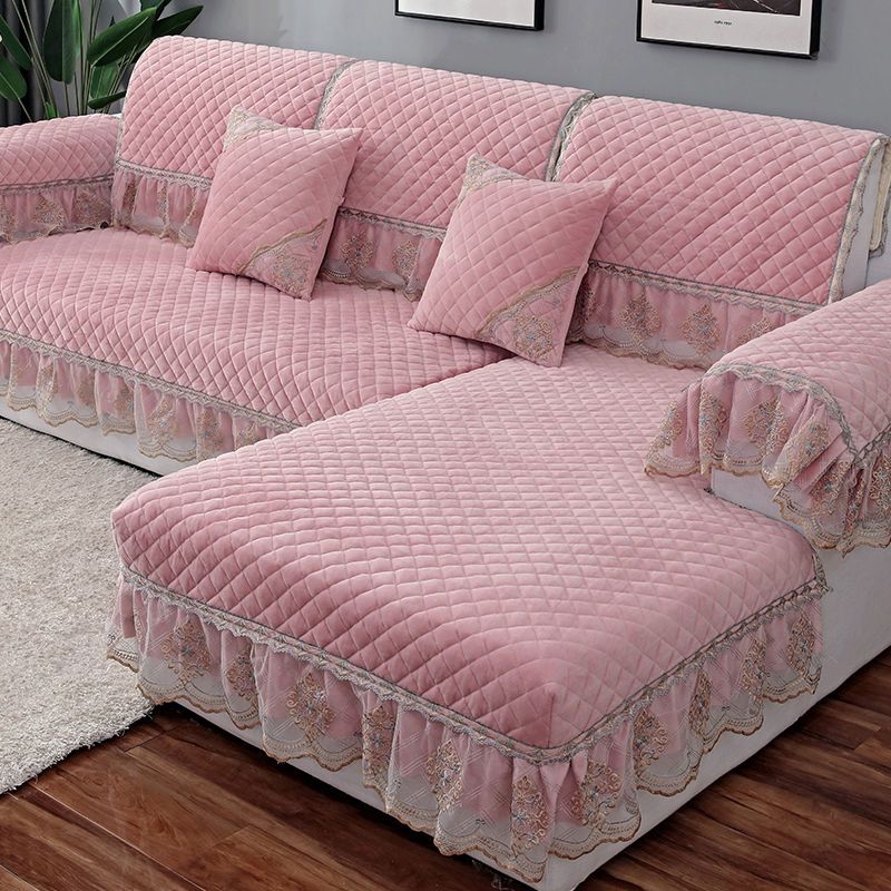 Luxury Solid Color Sofa Sets Cover Thick Sofa Slipcovers L Shaped Sofa Towel Lace Decor Couch Covers for Living Room