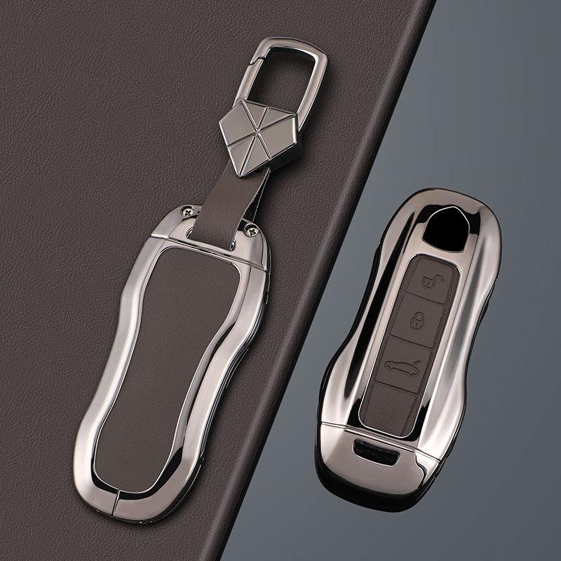 Für Porsche Schlüsseletui Cayenne Macan Paramela 911 Auto-Schlüsseletui 718 Metall Leder Schnalle
