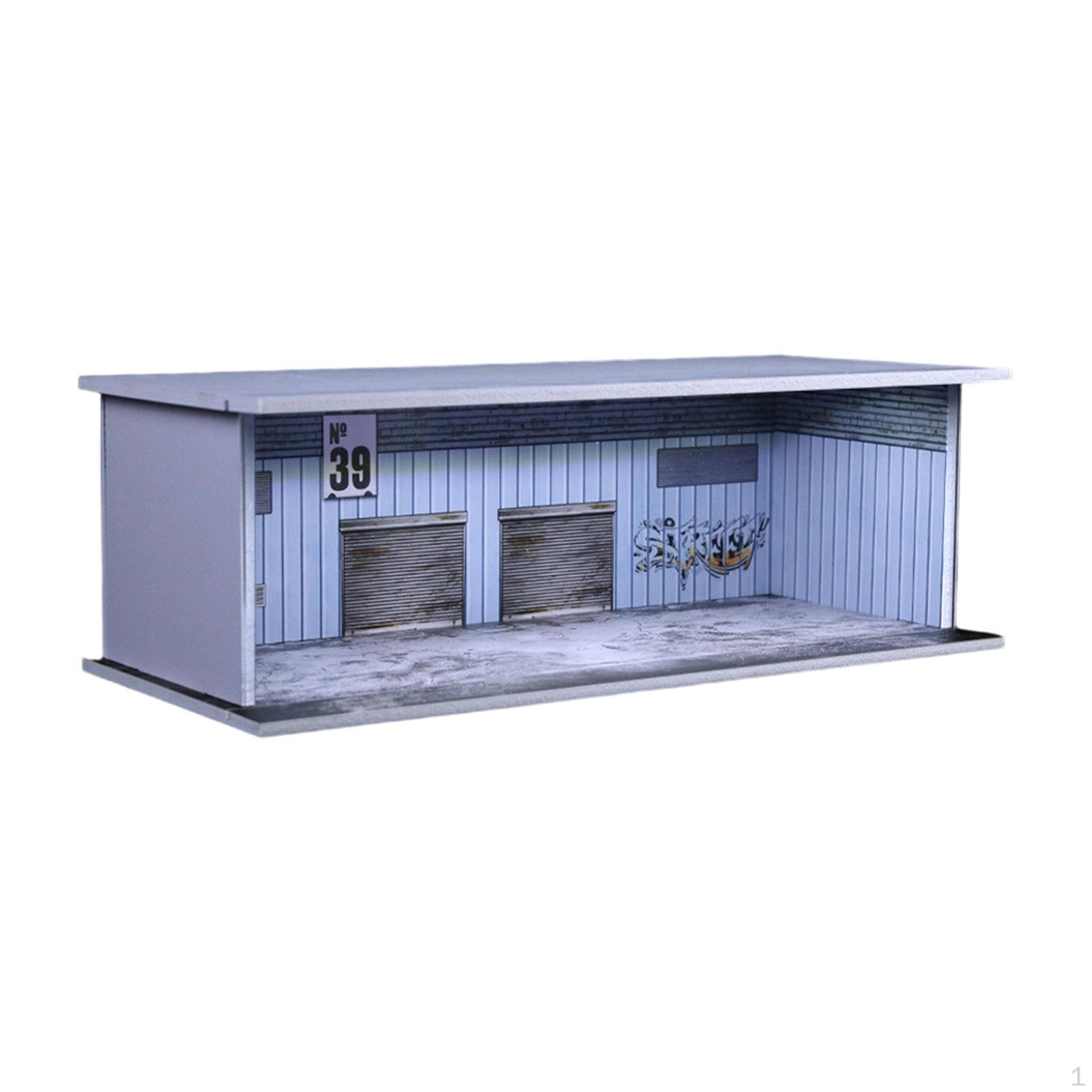 

1/64 Scale Model Car Display Case Diorama Garage Parking Lot with LED Lighting, Acrylic Door, PVC warehouse