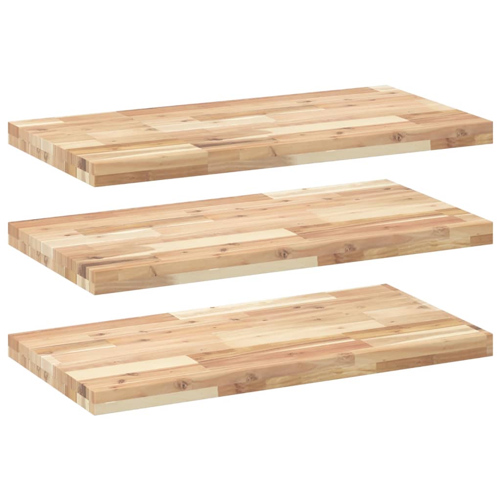 Floating Shelves Set of 3 100 X 40 X 4 Cm Solid Acacia Wood Untreated