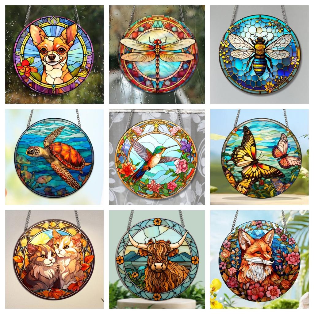 Personalized Butterfly Door Hanging Decor Acrylic Stain Glass Window Hanging Craft Colorful Bedroom Living Room Home Decoration