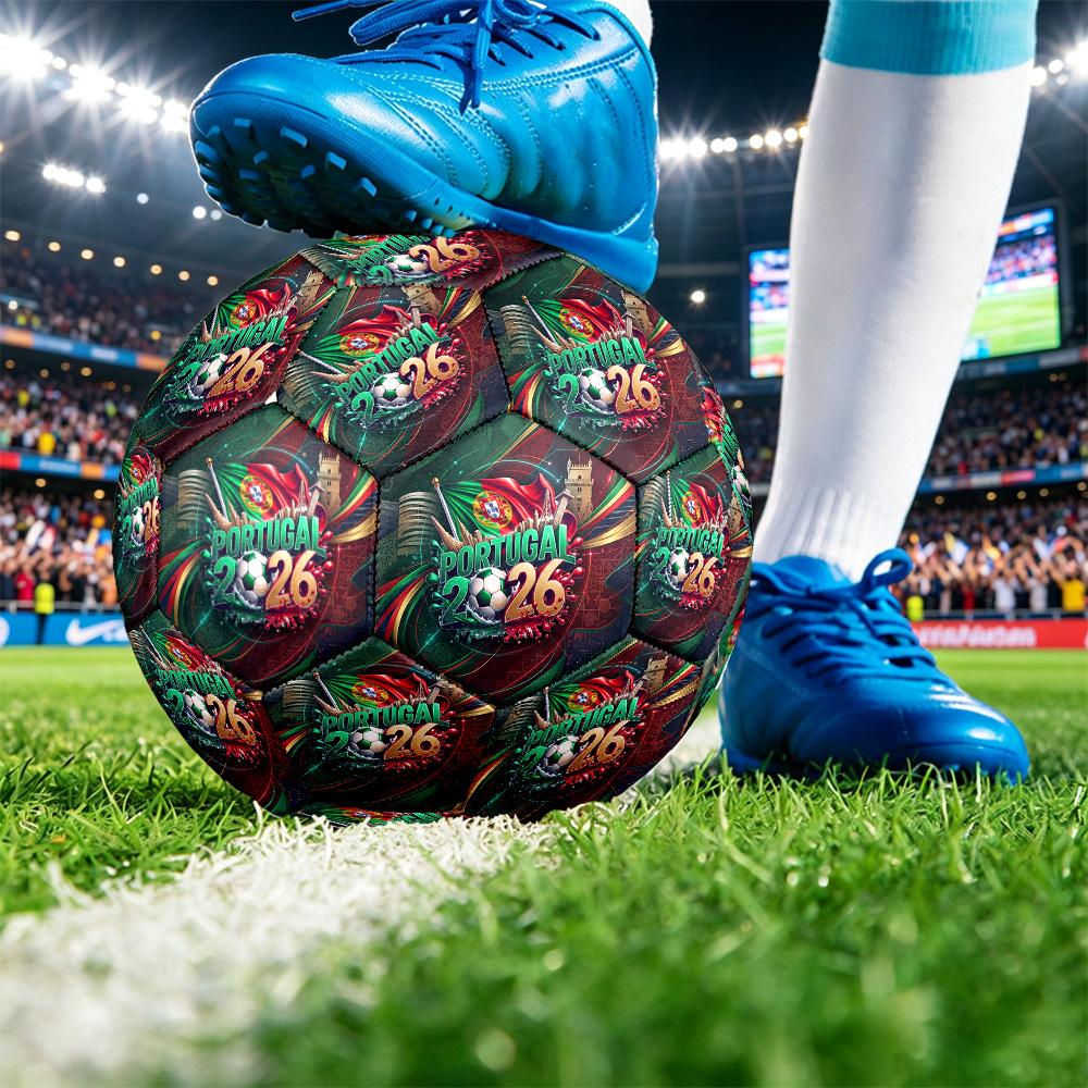 Pallone da Calcio Stampato Portogallo Taglia 5 Resistente all'Usura Standard Pallone da Allenamento per Adulti Regalo per tifosi per Partite Indoor Outdoor Sport