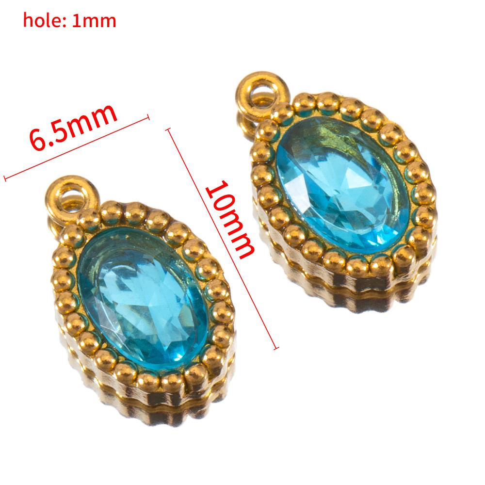 10pcs Shiny Crystal Waterdrop Charms Stainless Steel Colorful Oval Pendants for Necklace Earrings DIY Cloth Jewelry Making Bulk