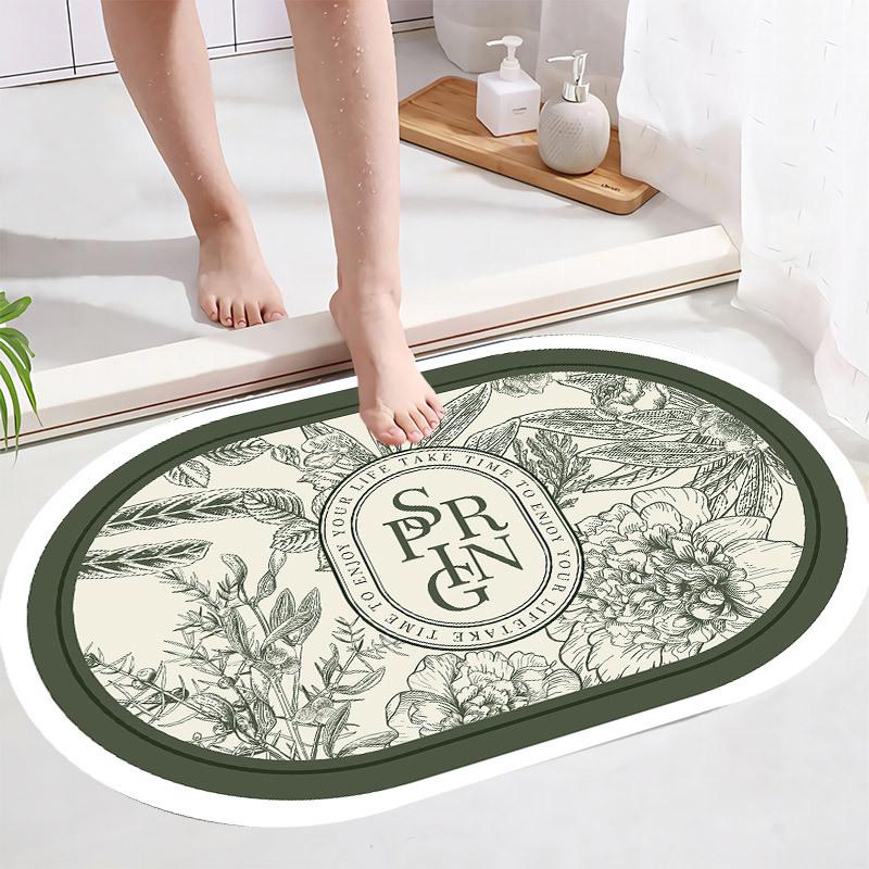 Oval Shaped Floor Mat Kitchen Carpet Bathroom Entrance Bathroom Dirt Resistant Mat Floor Mat
