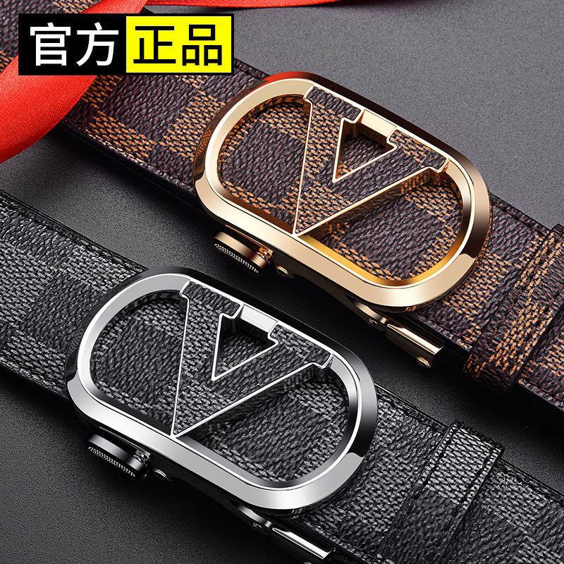 First Layer Cowhide New Men'S Belt High-End Automatic Buckle Leather Belt Middle-Aged And Young Fashion Jeans Belt