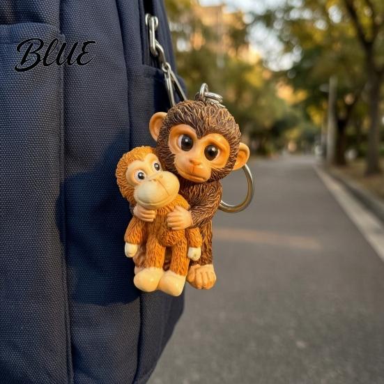 Collectible Animal Hanging Ornament 3D Monkey Punch Keychain Protect The Ornament Orangutan Plush Toy Accessory Cute Resin And Keyring for Backpack