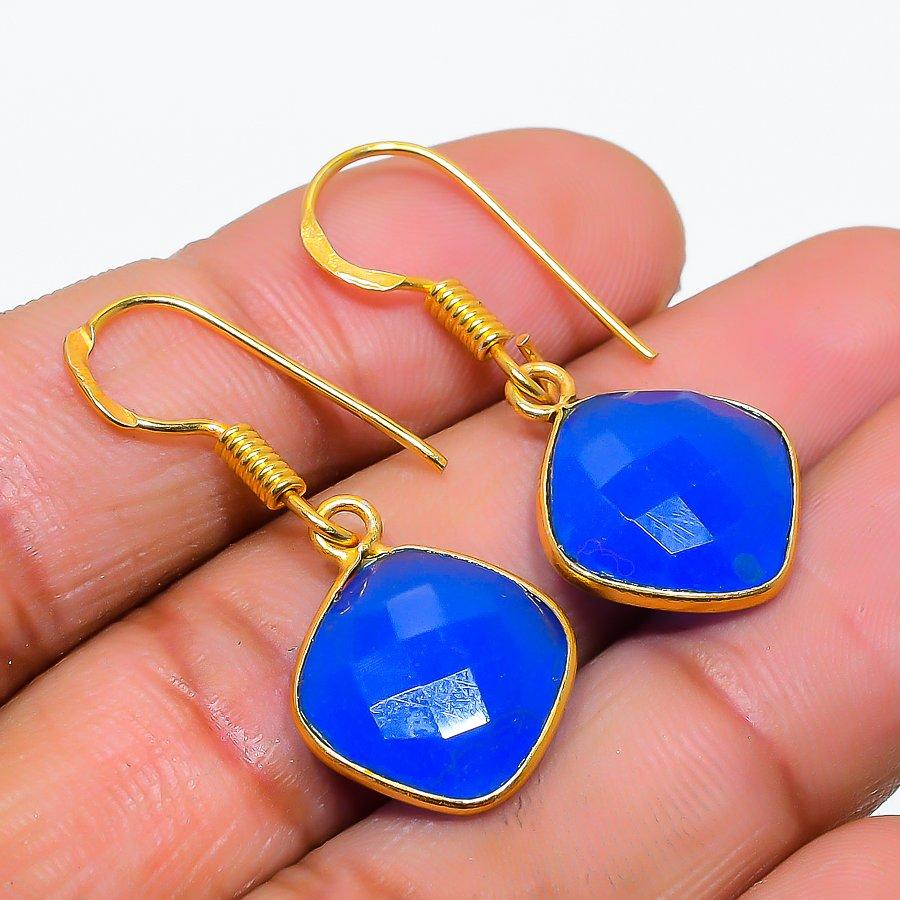 

Purple Chalcedony Gemstone 925 Solid Sterling Silver Jewelry Earring 1.34 GK-5906