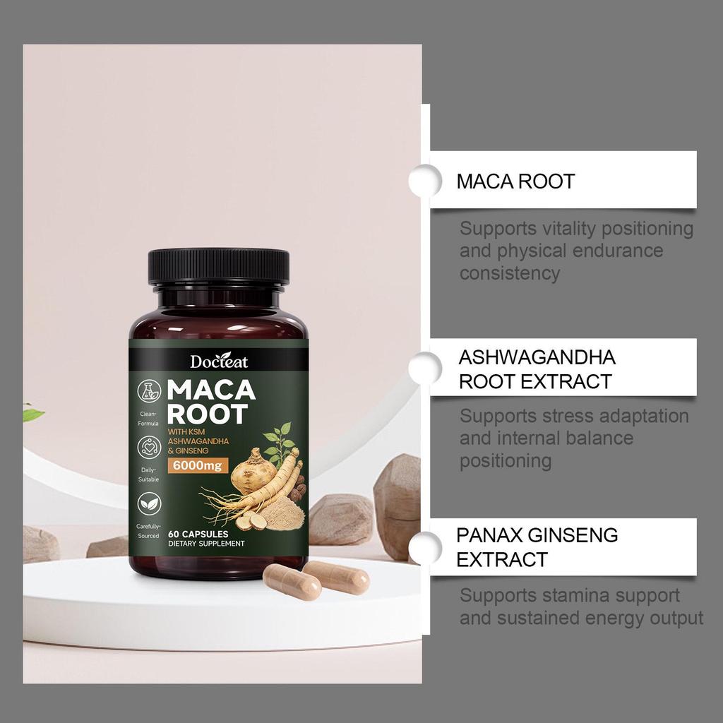 DOCTEAT Maca Ginseng Energy Boost Capsules Dietary Supplement