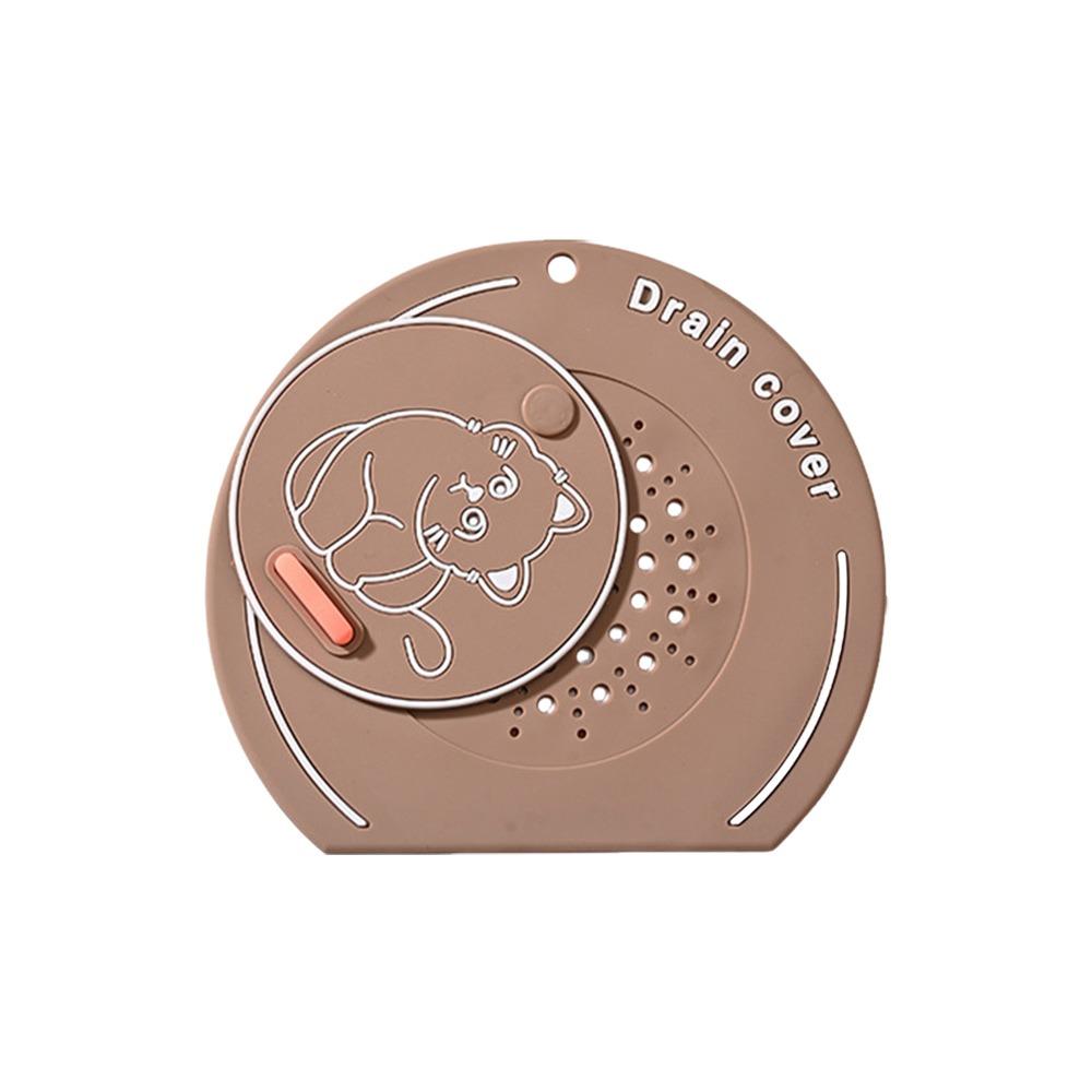 Silicone Floor Drain Cover Cartoon Cat Anti Odor Floor Drain Mat Anti-insect Anti-blocking Sewer Filter Pad for Kitchen Toilet