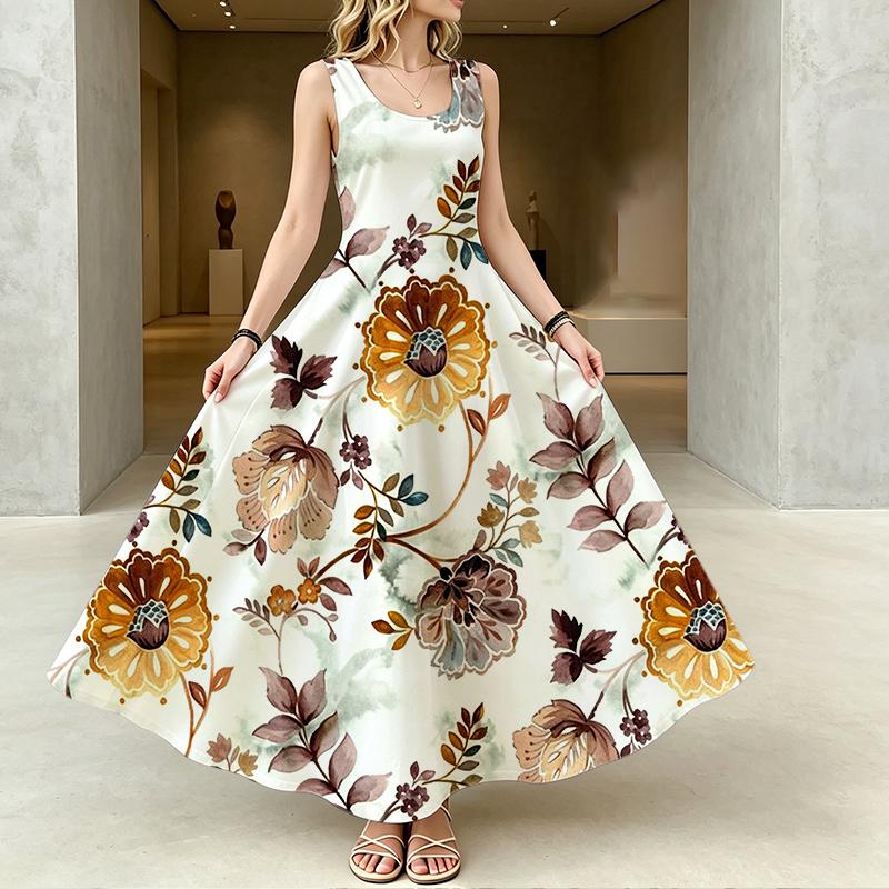 Women's Beach Maxi Dress,Sleeveless Flowy Hem,Soft Comfort Fabric,Fashion & Versatile for Seaside Vacation,Daily Casual,Party,Social Occasions