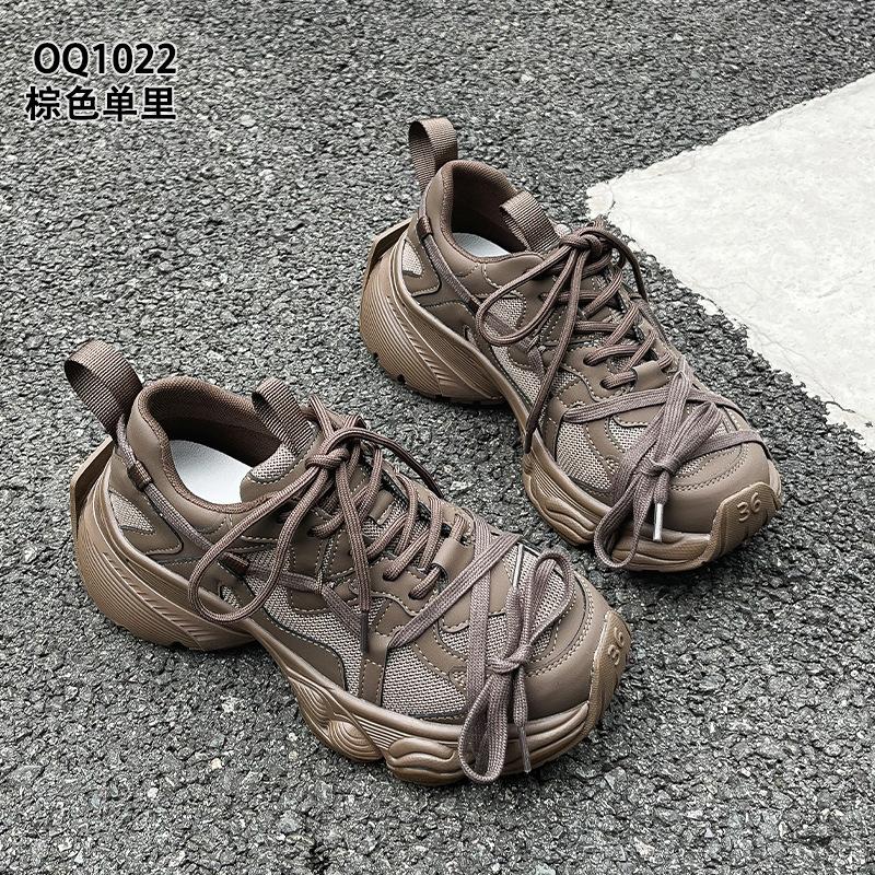 Platform dad shoes autumn and winter new retro leather ins trendy European goods velvet casual sports shoes