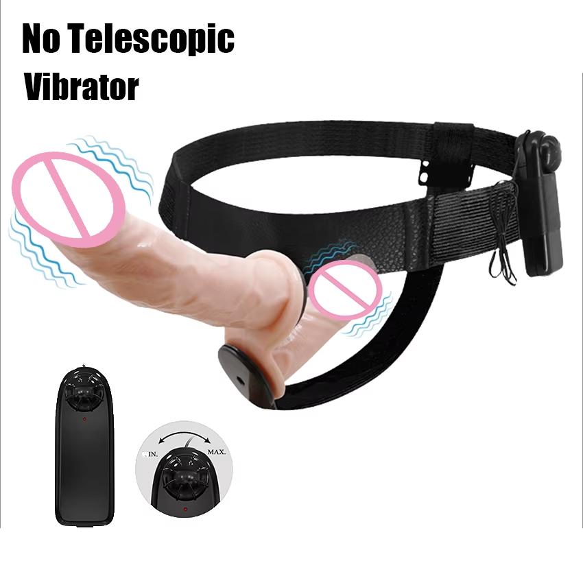 Strap On Double Head Telescopic Dildo Vibrator Realistic Wearable Massager Artificial Panties For Lesbian Adult Products Sex Toy