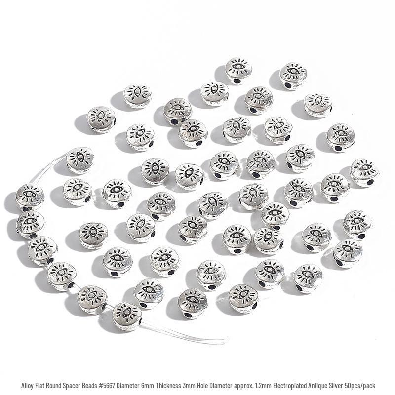 Ručně vyráběné slitinové ploché kulaté distanční korálky pro DIY šperky, náramky, náhrdelníky, spojovací přezky, materiálové doplňky