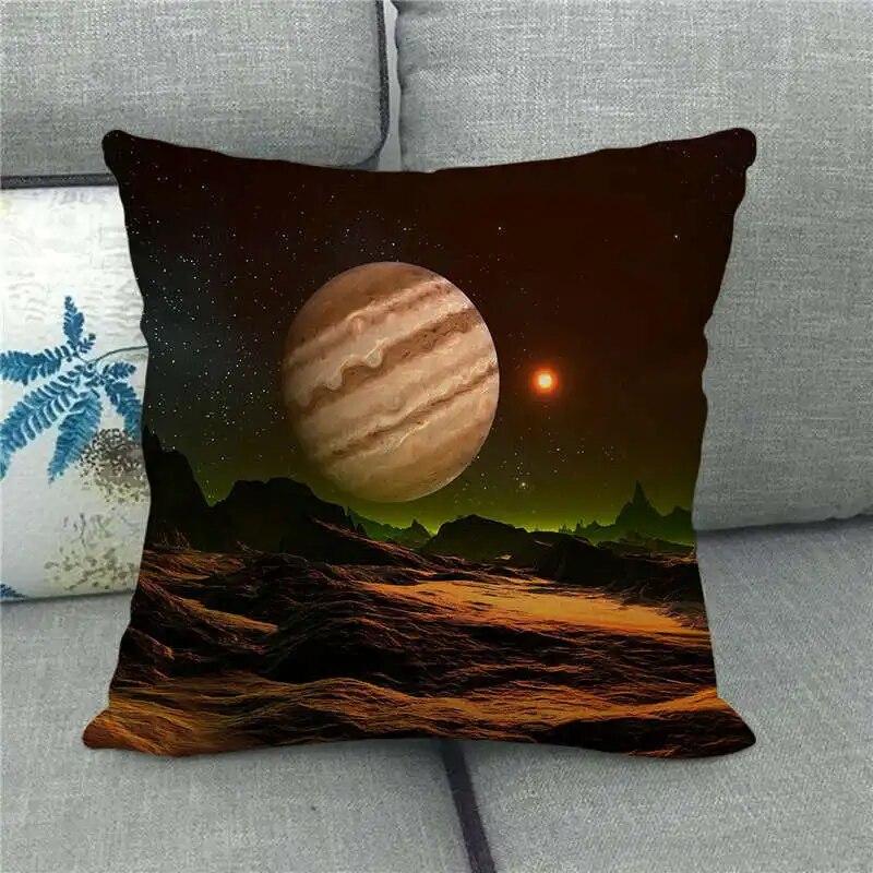 Exquisite Cosmic Pillowcase Colorful Planet  Perfect Gift Bedroom Living Room Sofa Boys  Square