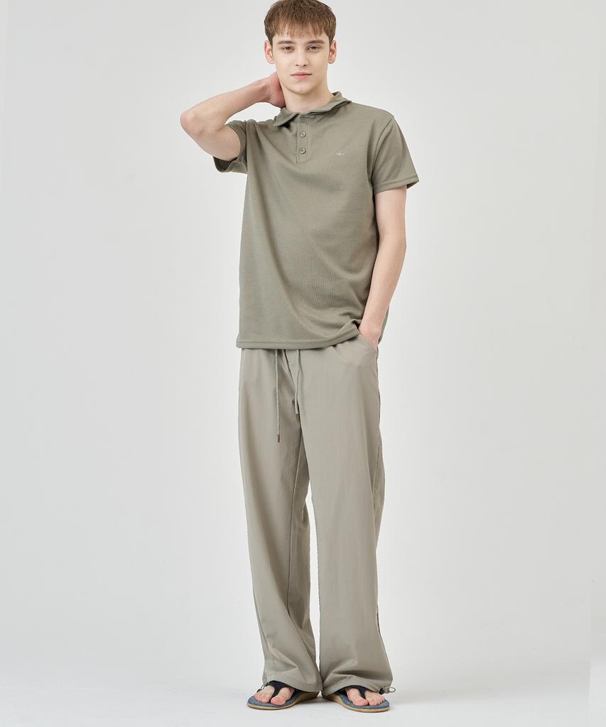 THE-ABON Cool Wide Stretch String Pants Light Khaki