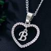 Heart Letters 26 Love Crystal Women Silver Plated Chain Jewelry Necklace