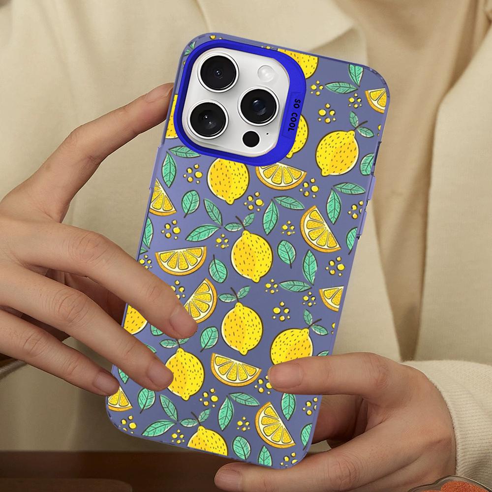 Leaves Fruit Lemon Peach Pomegranate Grape Phone Case For IPhone 16 15 14 13 12 11 Pro Max XSMAX 8 Matte Shockproof Back Cover