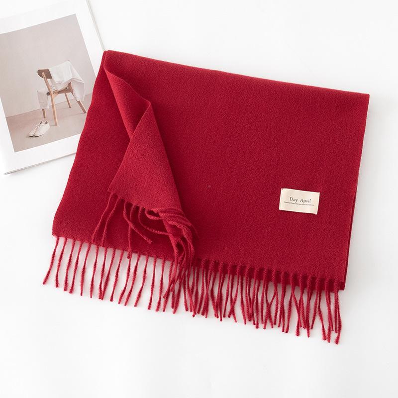 Cashmere feel solid color scarf women's imitation cashmere autumn and winter atmosphere versatile medium and long shawl scarf
