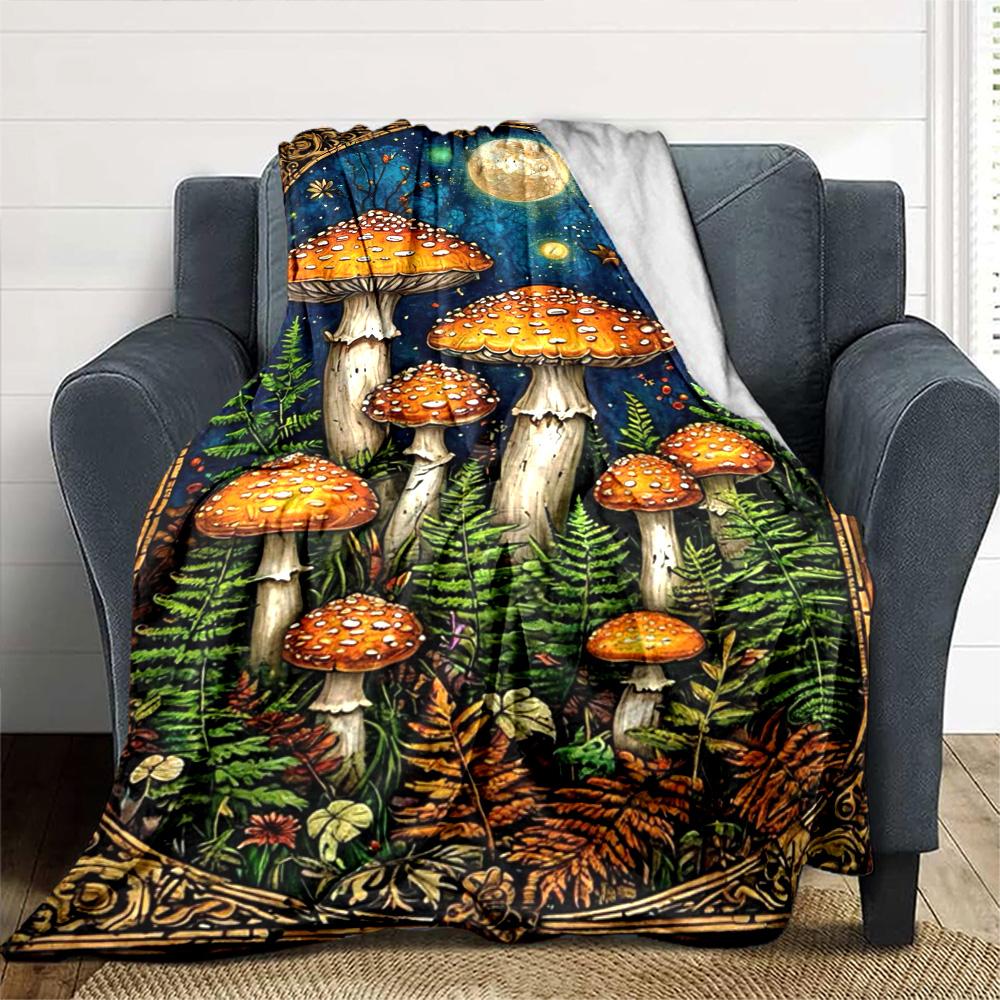 Bunte Pilz-Print Flanelldecke Hohe Qualität Warm Bequem Decke für Alle Jahreszeiten Perfekt für Geschenke Heimdeko
