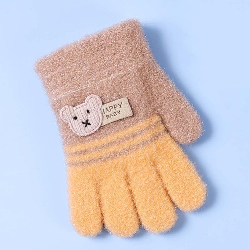 Xuehuaxiu Kinder-Thermohandschuhe, gestrickte Jacquard-Fäustlinge mit Cartoon-Bär, Großhandel für Kinderhandschuhe